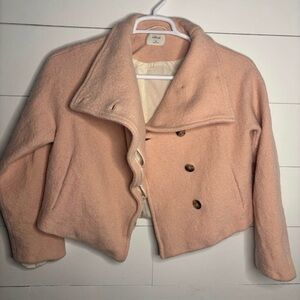 Wilfred Cropped Double-Breasted Pea Coat in Soft Pink